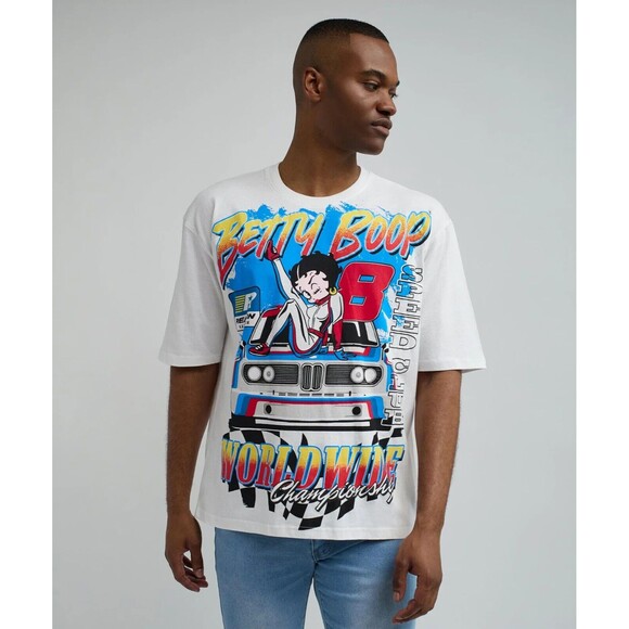 Betty Boop Reason Men’s White Racing Short Sleeve Graphic T-Shirt  Tee XXL - Picture 5 of 10